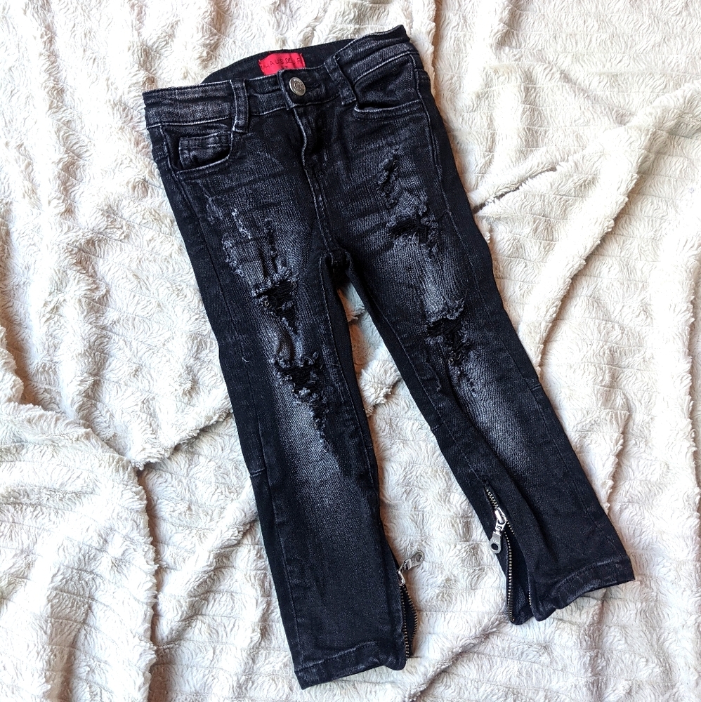 Haus of Jr Black Distressed Denim Size 3T